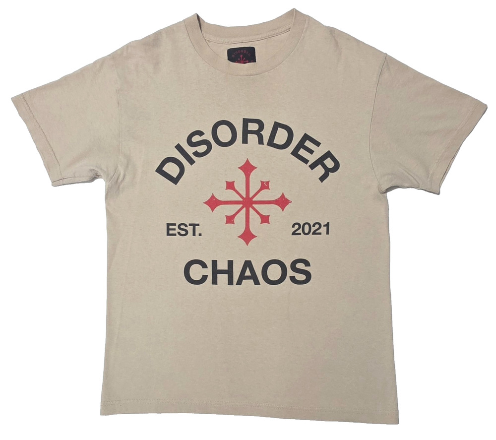 Disorder Skateboards Shirt Mens Medium Beige Est 2021 Chaos Graphic Tee Nyjah